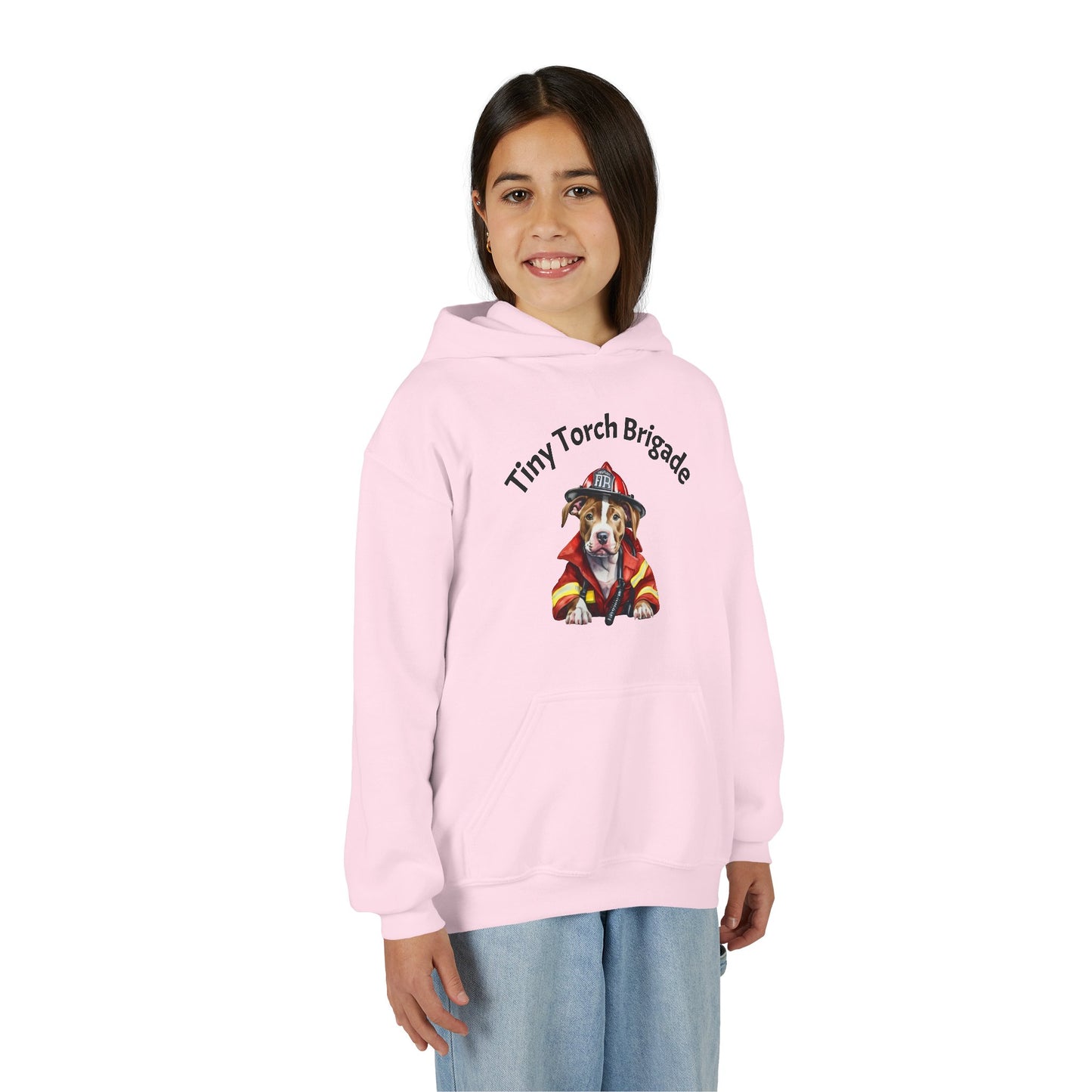 Youth Hoodie - "Tiny Torch Brigade" Firefighter Dog Graphic