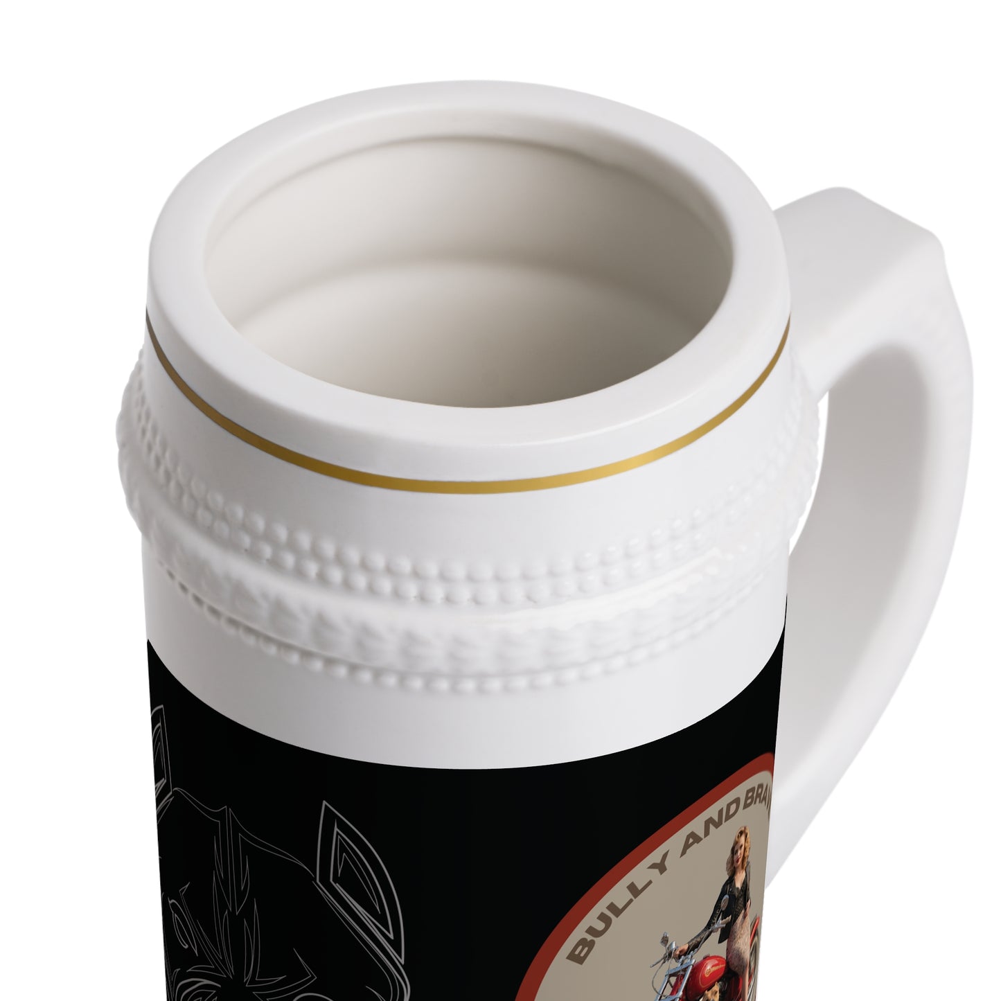 Vintage Motorcycle Beer Stein Mug — Classic Biker Brew Glass