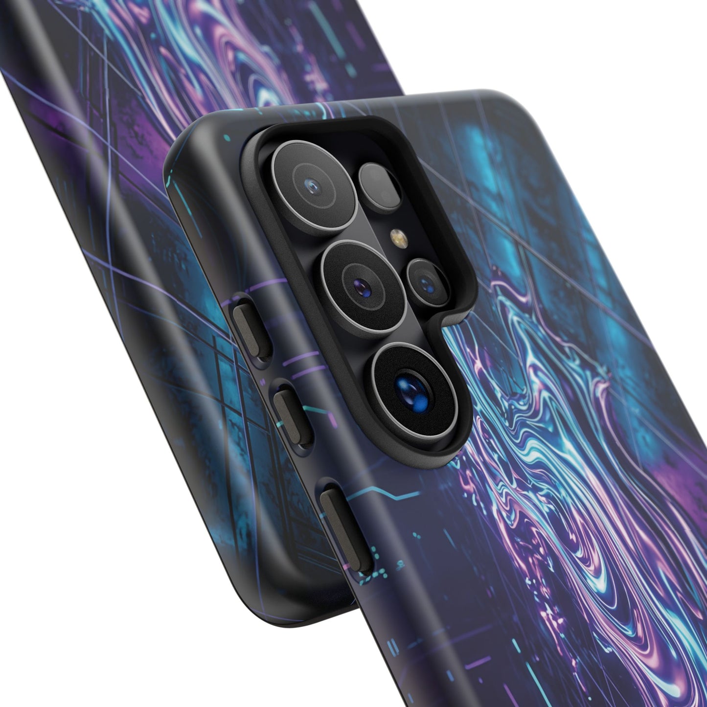 Galaxy Resin Water Tough Case — Neon Purple Blue Abstract Phone Cover
