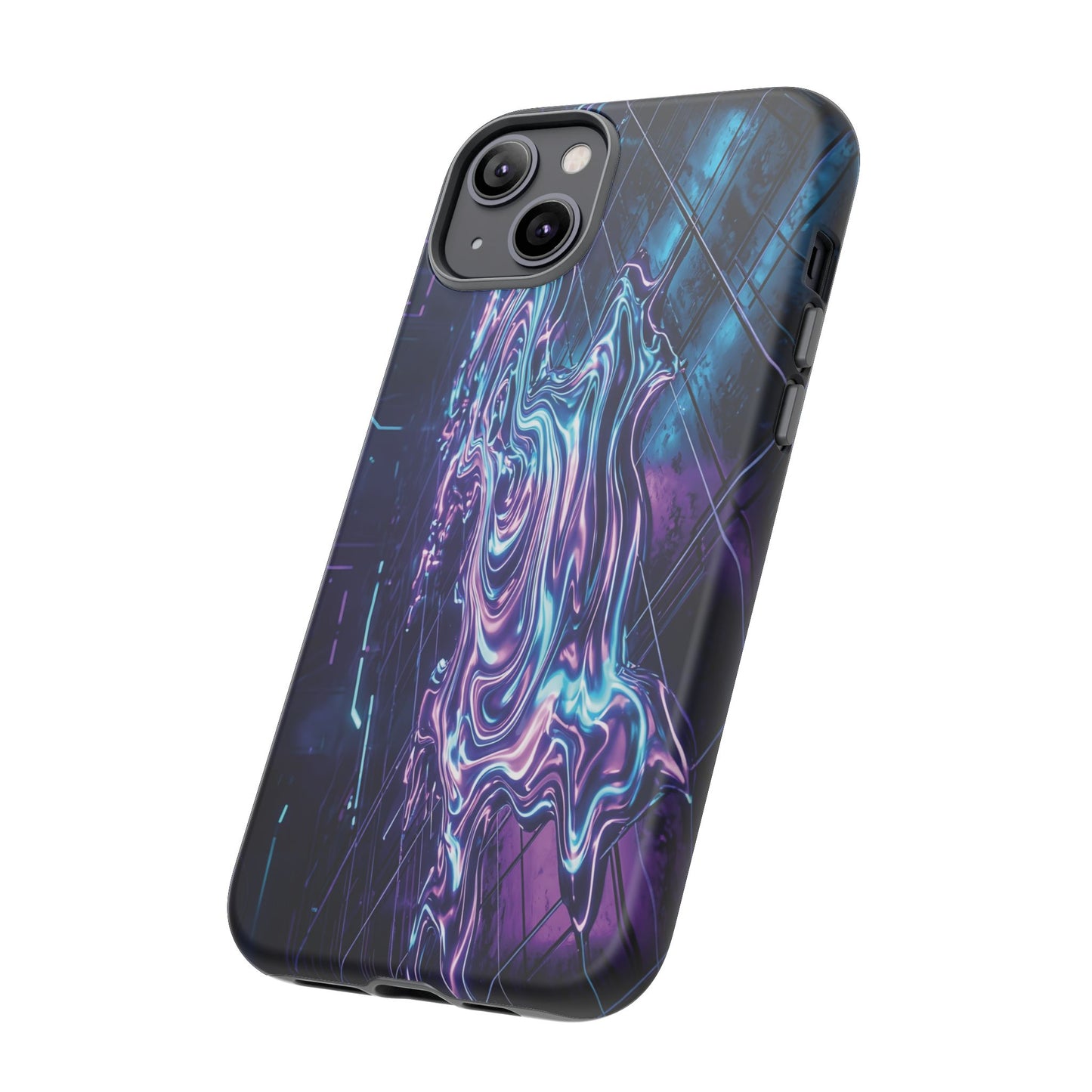 Galaxy Resin Water Tough Case — Neon Purple Blue Abstract Phone Cover