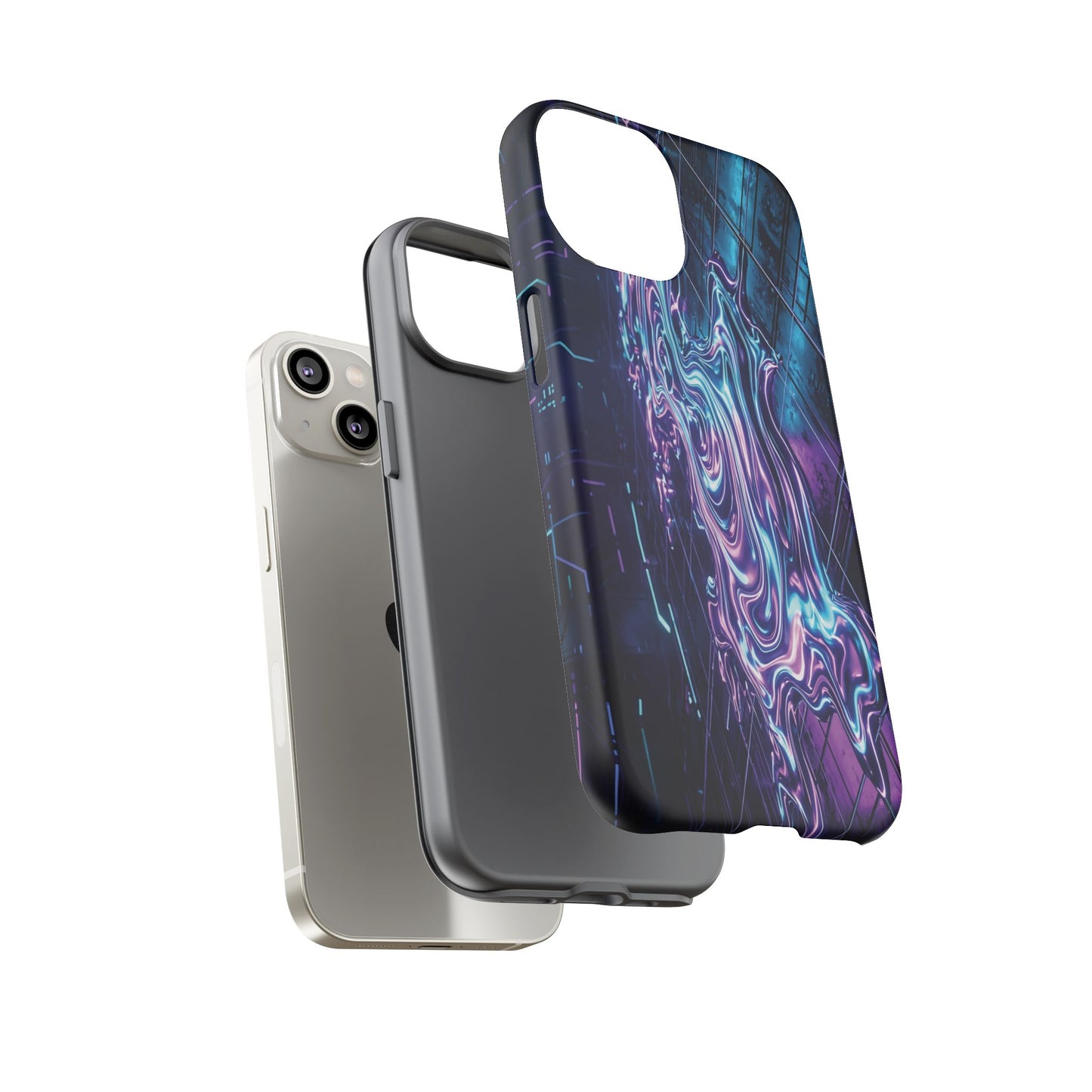 Galaxy Resin Water Tough Case — Neon Purple Blue Abstract Phone Cover