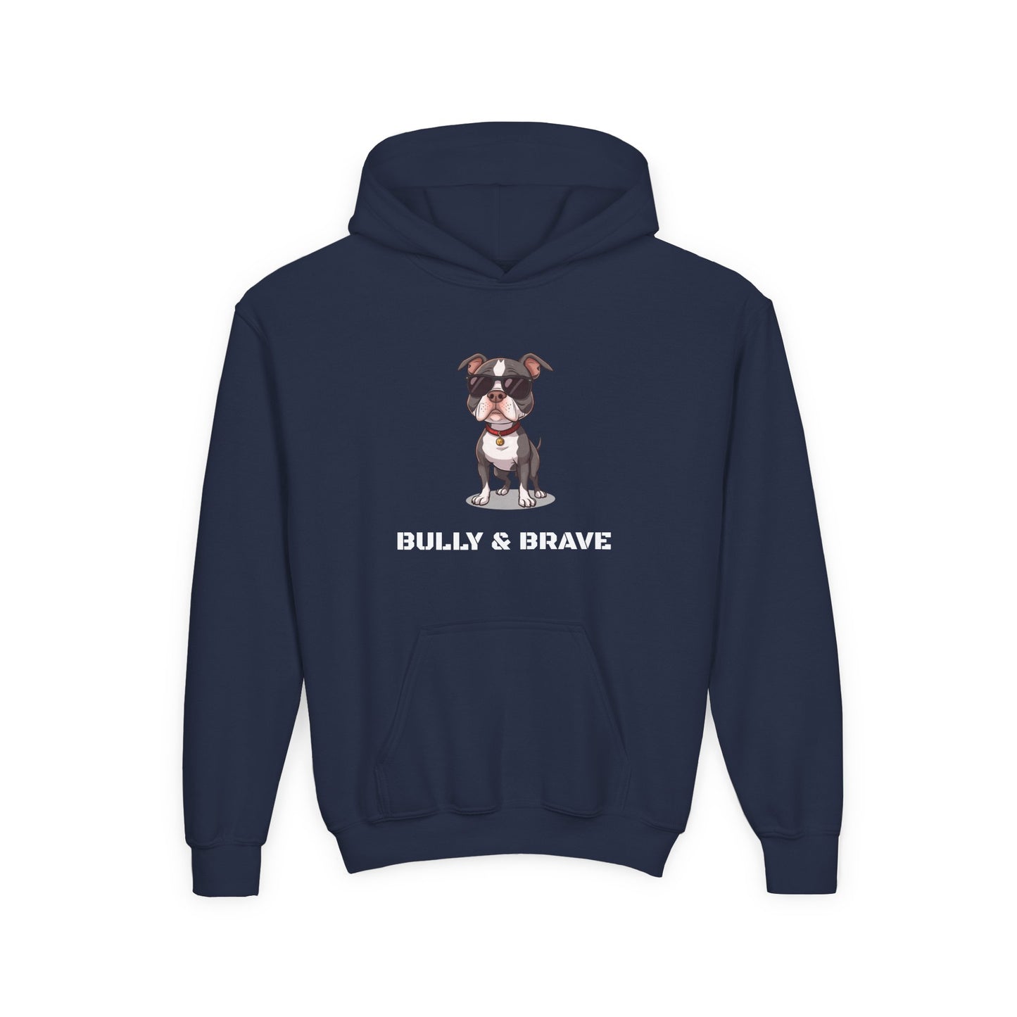 Youth Hoodie — "Bully & Brave" Pitbull Puppy Graphic