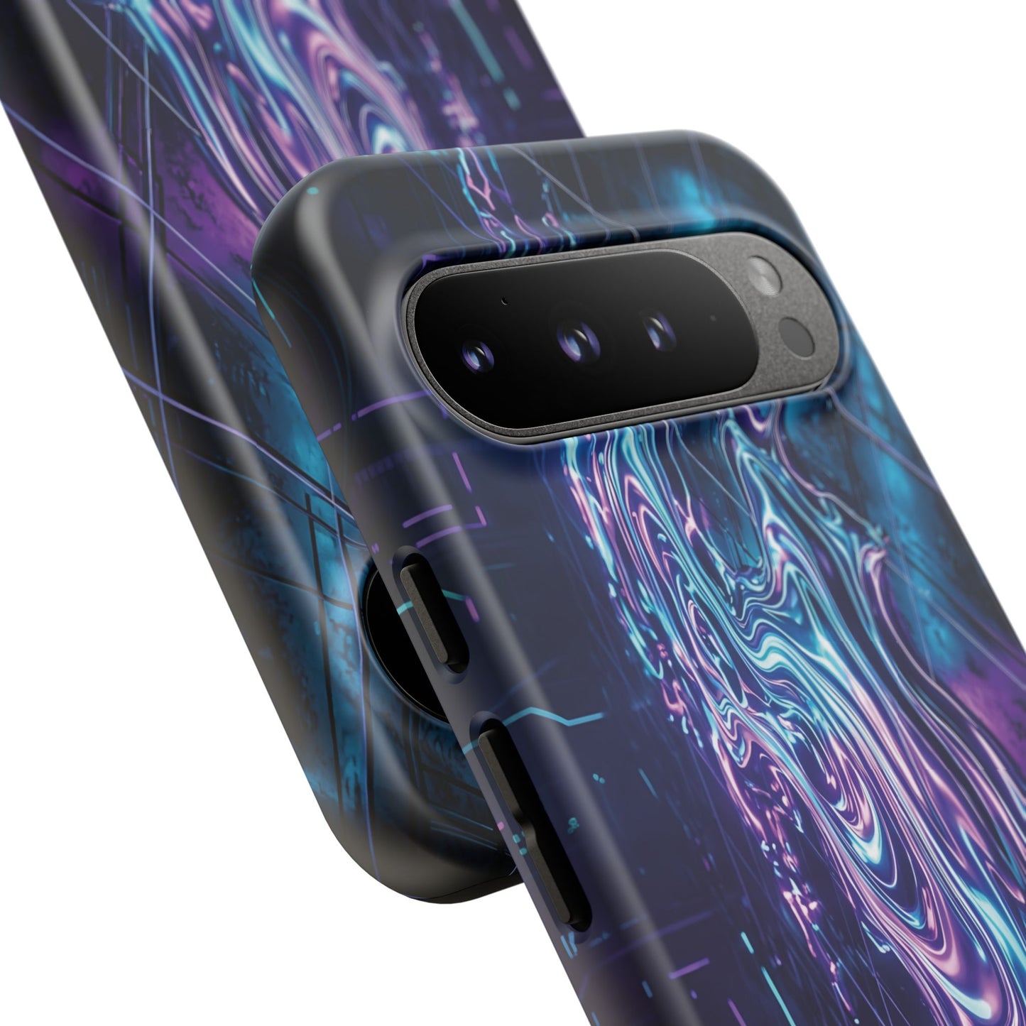 Galaxy Resin Water Tough Case — Neon Purple Blue Abstract Phone Cover