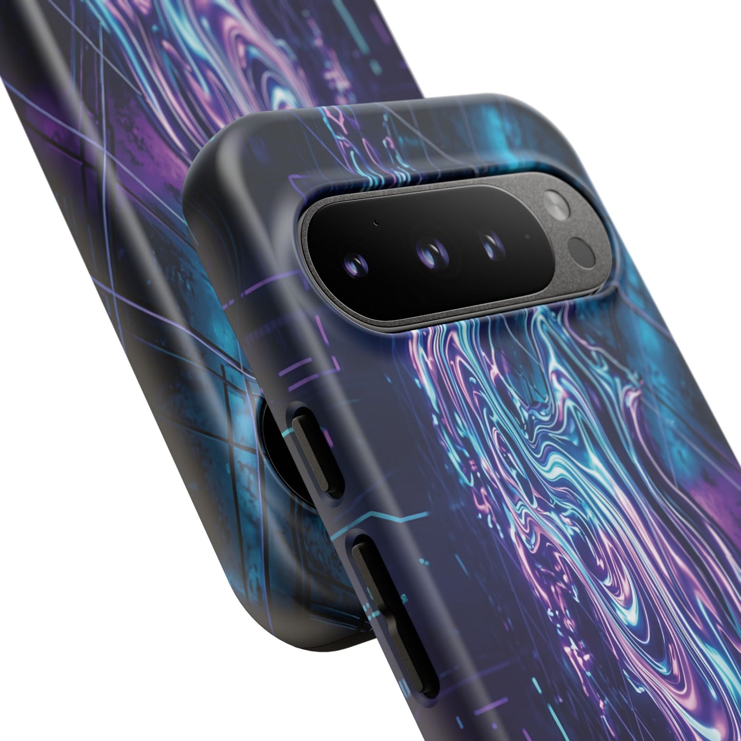 Galaxy Resin Water Tough Case — Neon Purple Blue Abstract Phone Cover