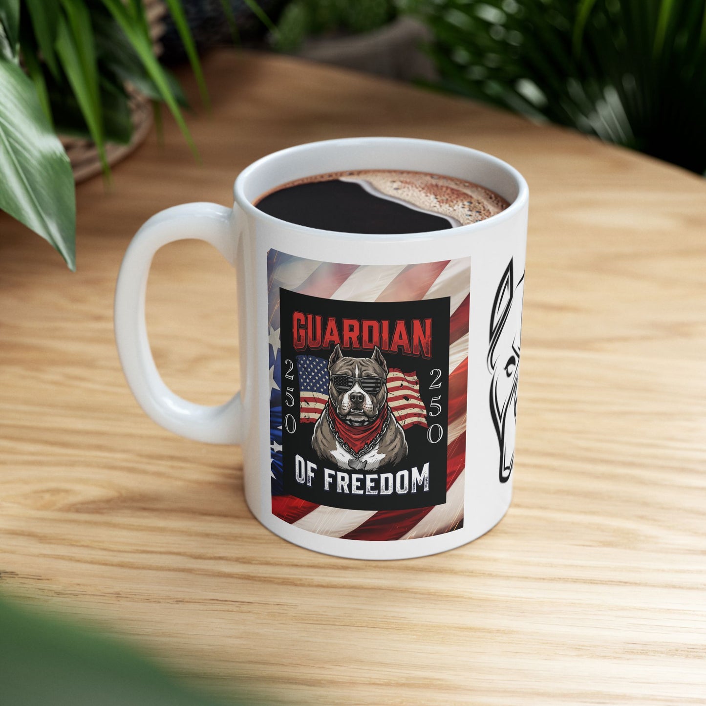 Guardian of Freedom  — Patriotic American Flag Dog Coffee Cup (11oz/15oz)