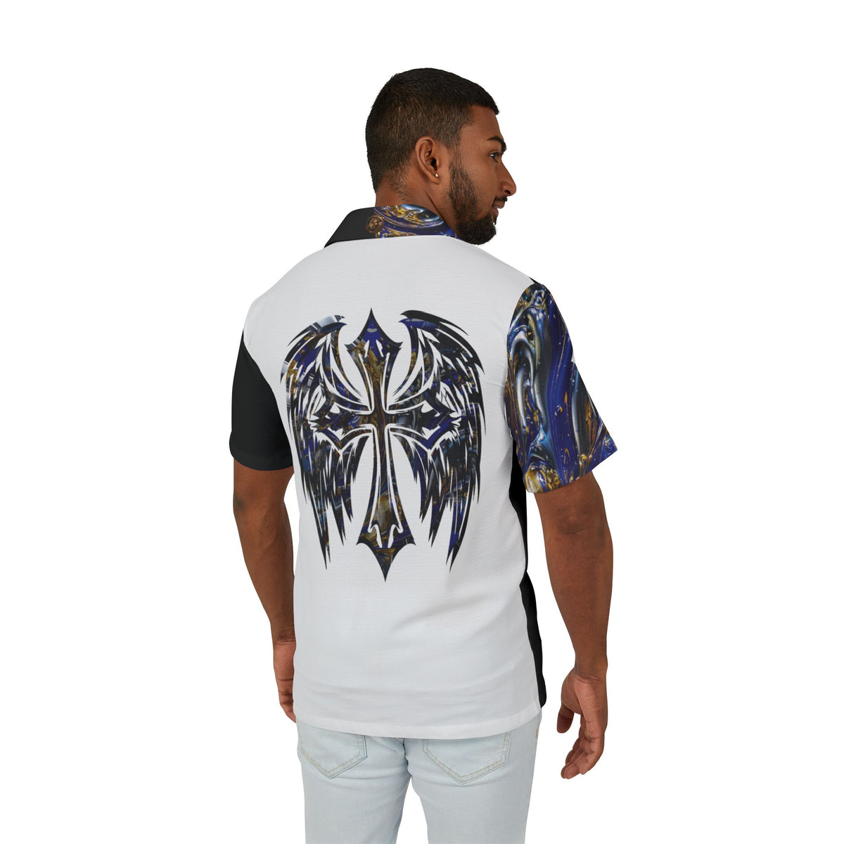 Men's Tribal Cross Hawaiian Camp Shirt — The Collar Signature