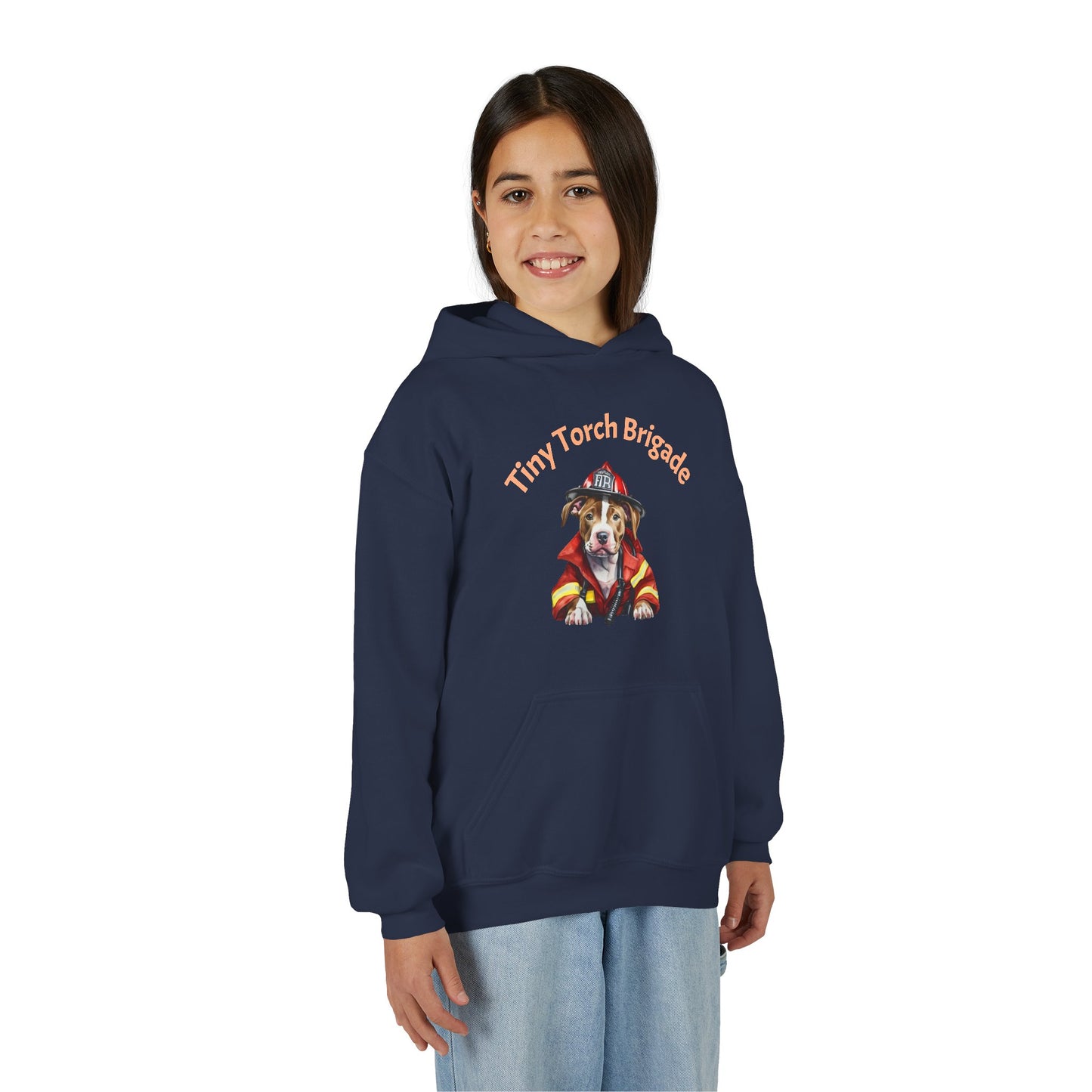 Youth Hoodie - "Tiny Torch Brigade" Firefighter Dog Graphic