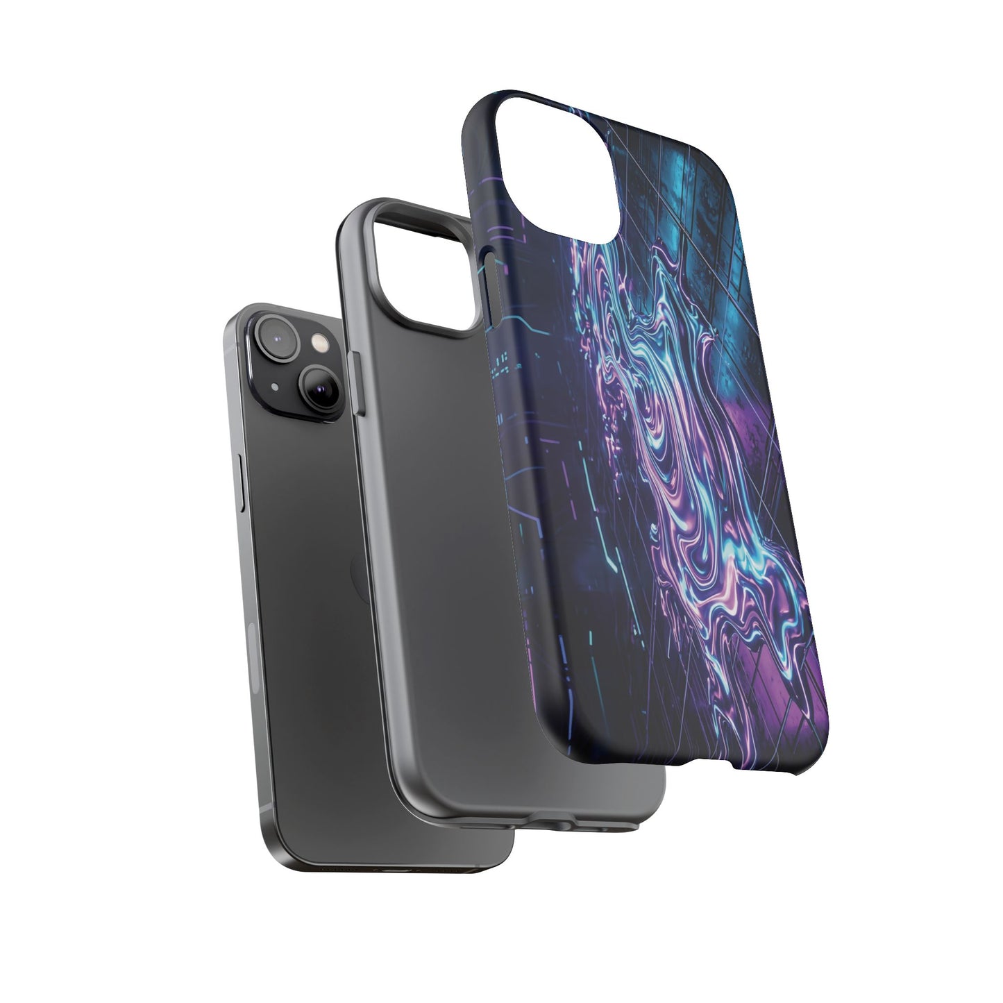 Galaxy Resin Water Tough Case — Neon Purple Blue Abstract Phone Cover