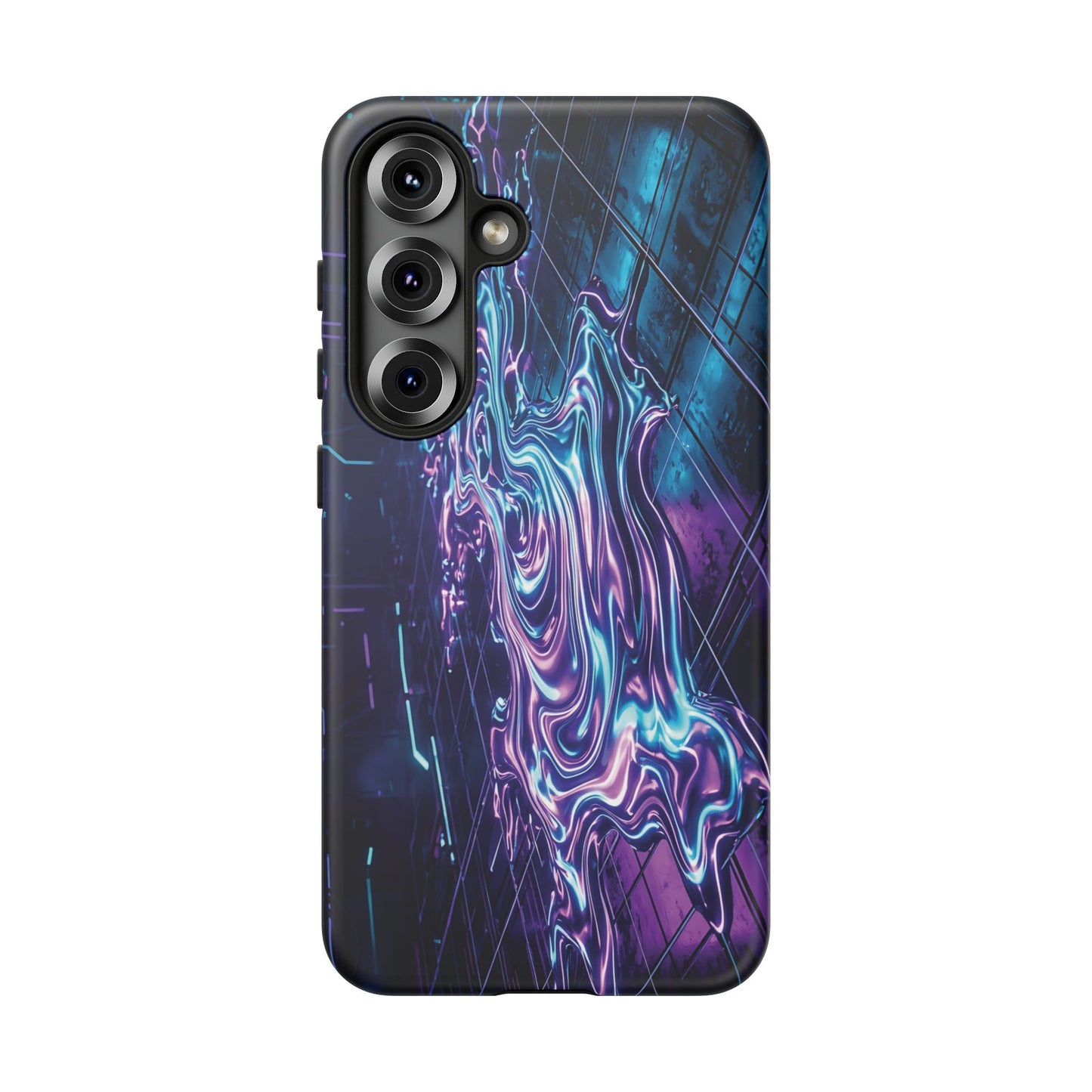Galaxy Resin Water Tough Case — Neon Purple Blue Abstract Phone Cover