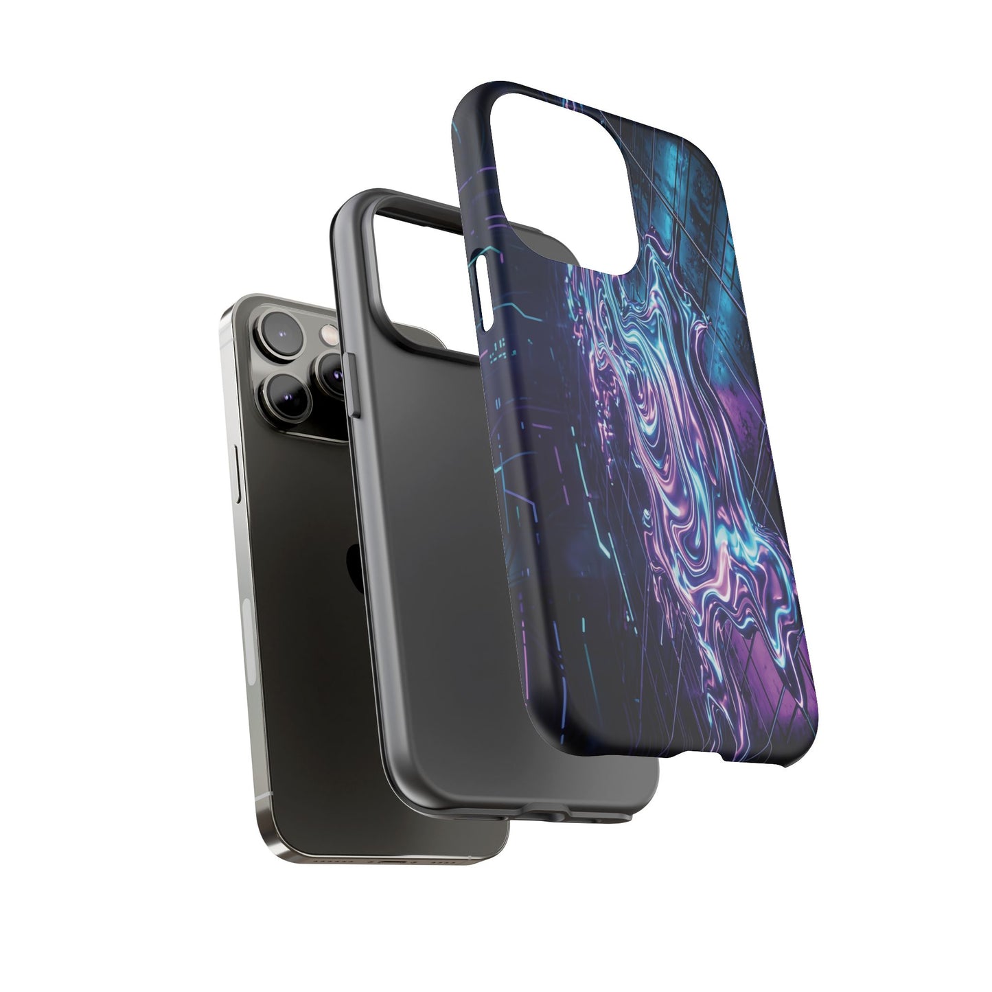 Galaxy Resin Water Tough Case — Neon Purple Blue Abstract Phone Cover