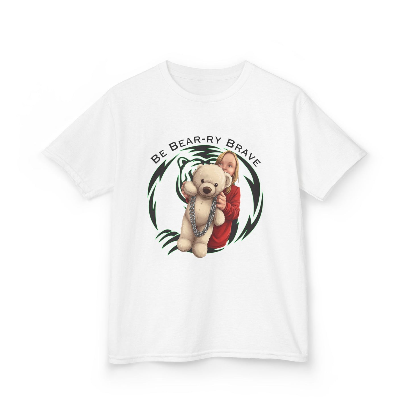 Be Bear-ry Brave Kids T-Shirt — Custom Photo-to-Cartoon Brave Bear Tee