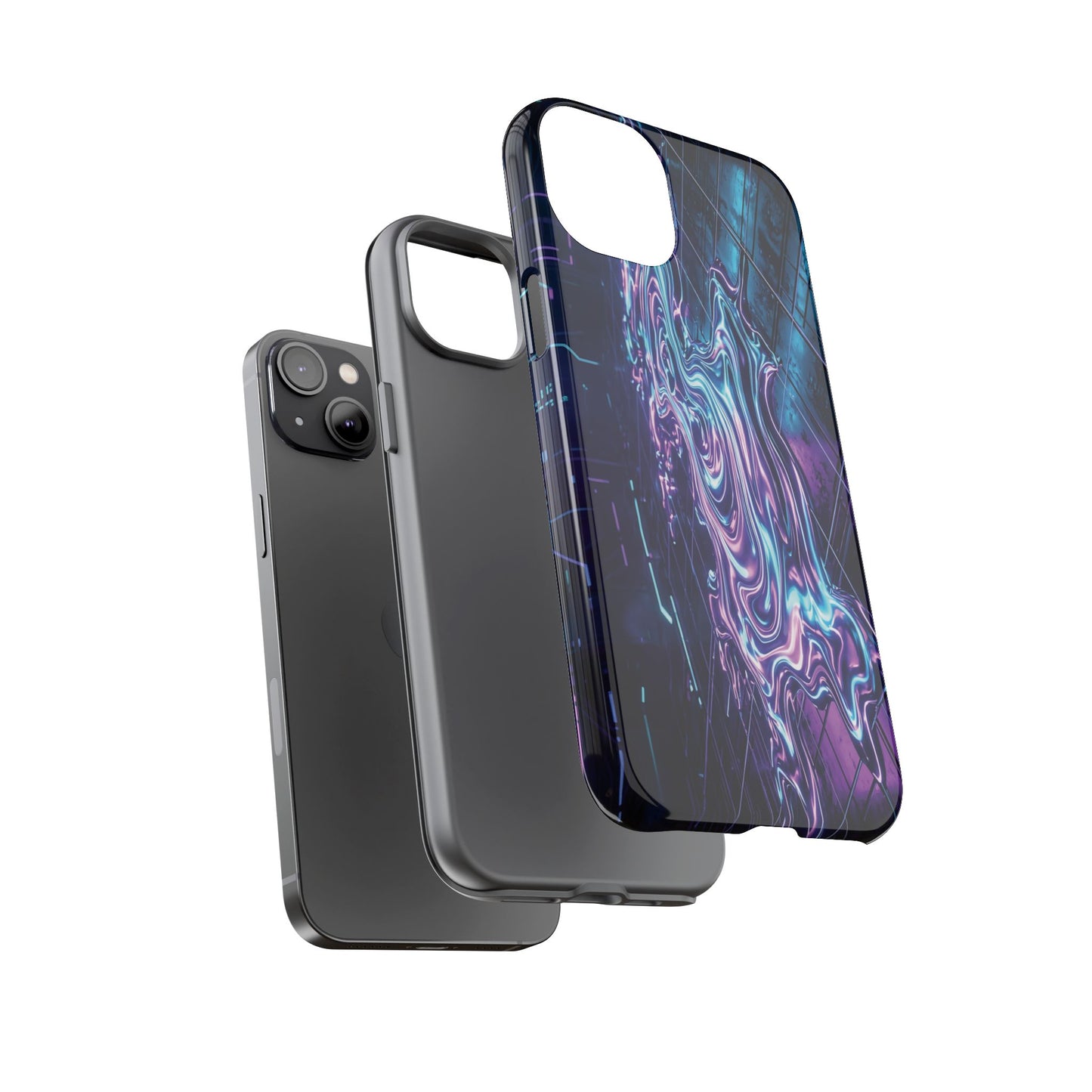 Galaxy Resin Water Tough Case — Neon Purple Blue Abstract Phone Cover