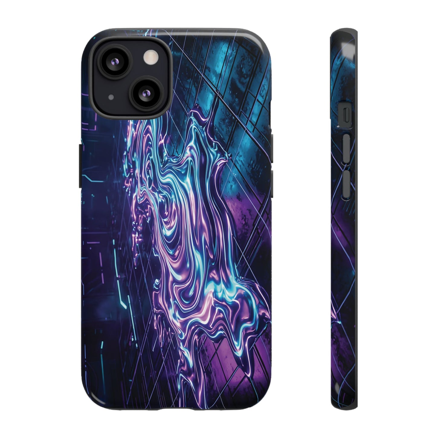 Galaxy Resin Water Tough Case — Neon Purple Blue Abstract Phone Cover