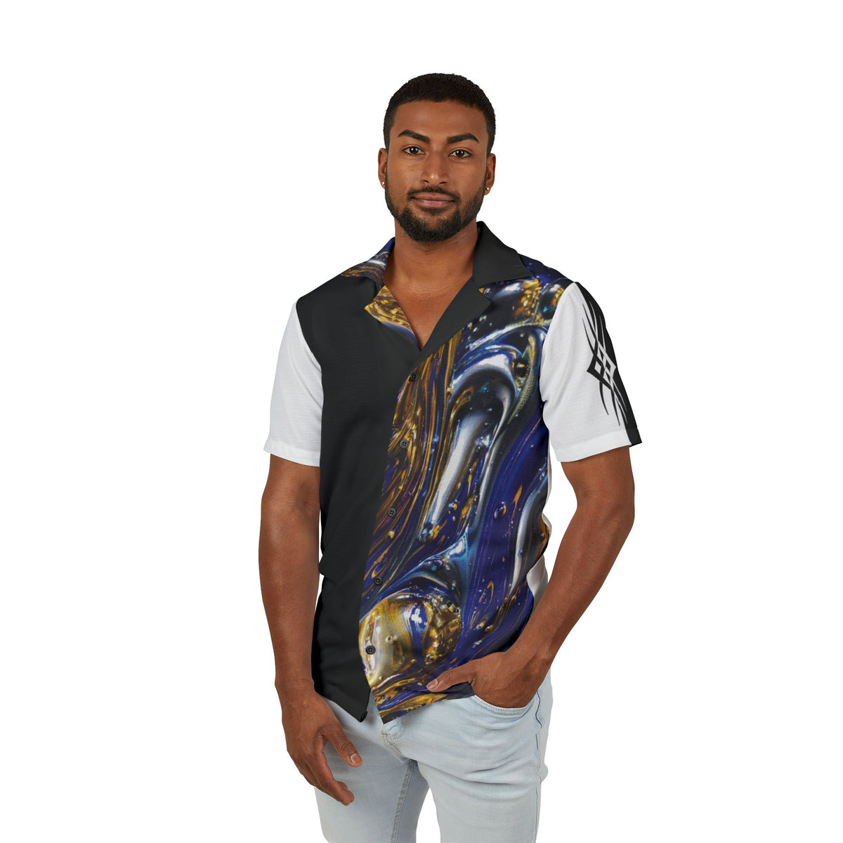 Men's Tribal Cross Hawaiian Camp Shirt — The Collar Signature