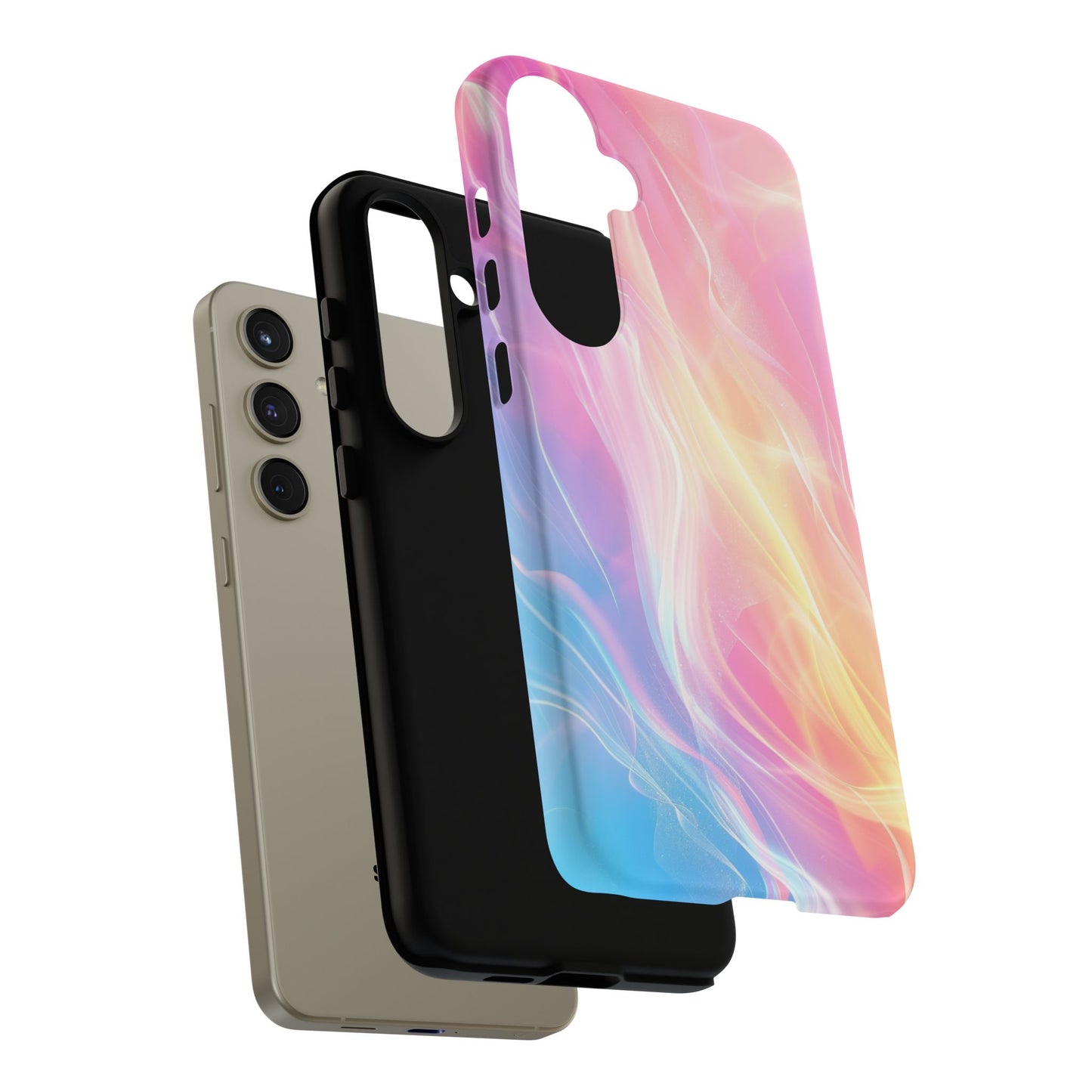 Pastel Marble Tough Phone Case — Protective iPhone Cover with Pink Blue Gradient Swirl