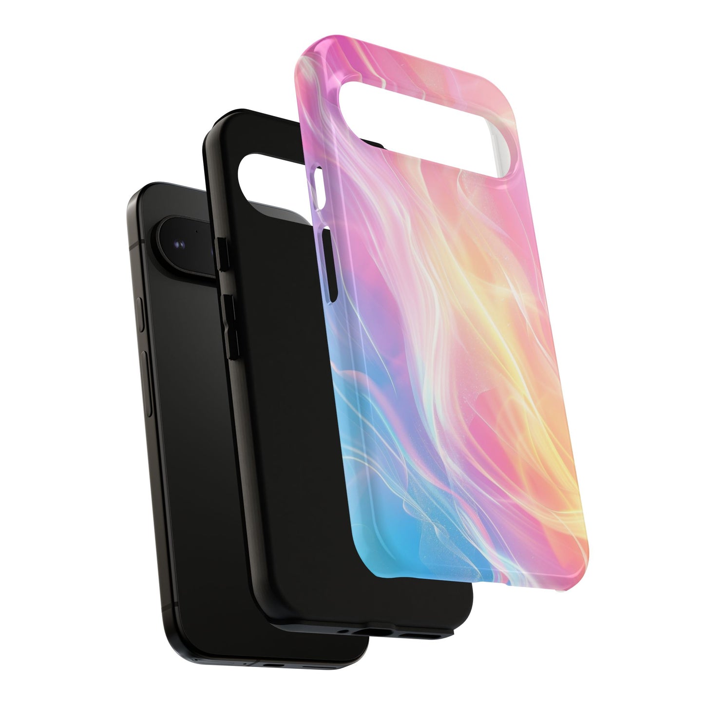 Pastel Marble Tough Phone Case — Protective iPhone Cover with Pink Blue Gradient Swirl