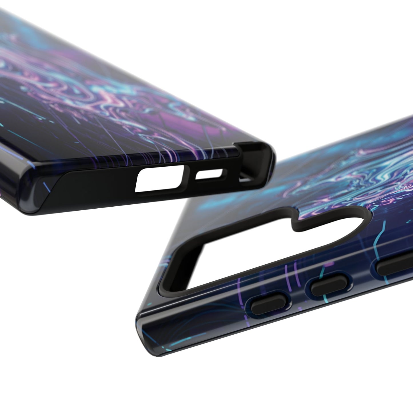 Galaxy Resin Water Tough Case — Neon Purple Blue Abstract Phone Cover
