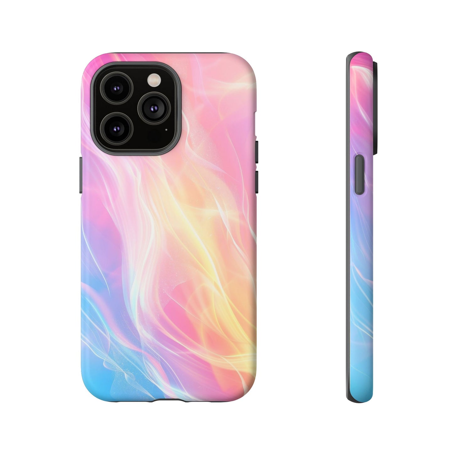 Pastel Marble Tough Phone Case — Protective iPhone Cover with Pink Blue Gradient Swirl