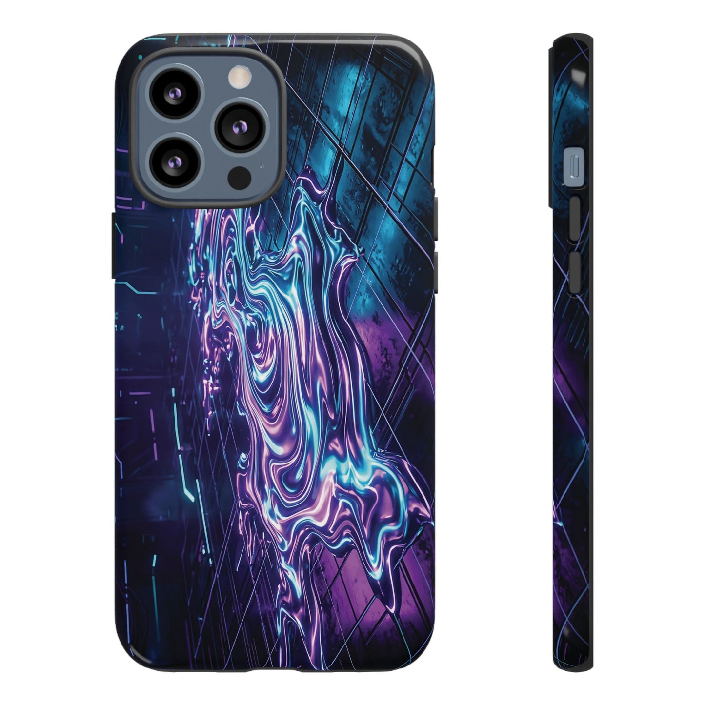 Galaxy Resin Water Tough Case — Neon Purple Blue Abstract Phone Cover
