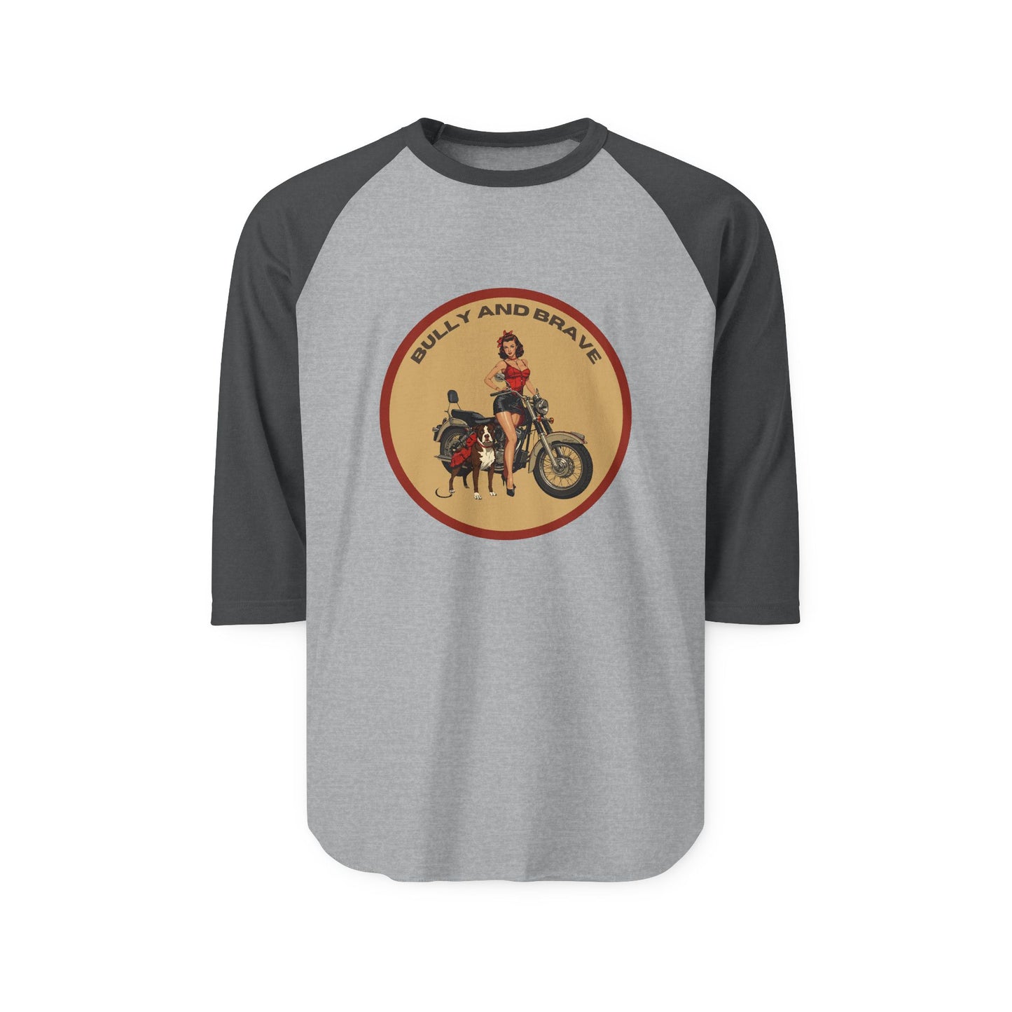 Ride On — "Bully and Brave" Vintage Motorcycle Raglan T-Shirt
