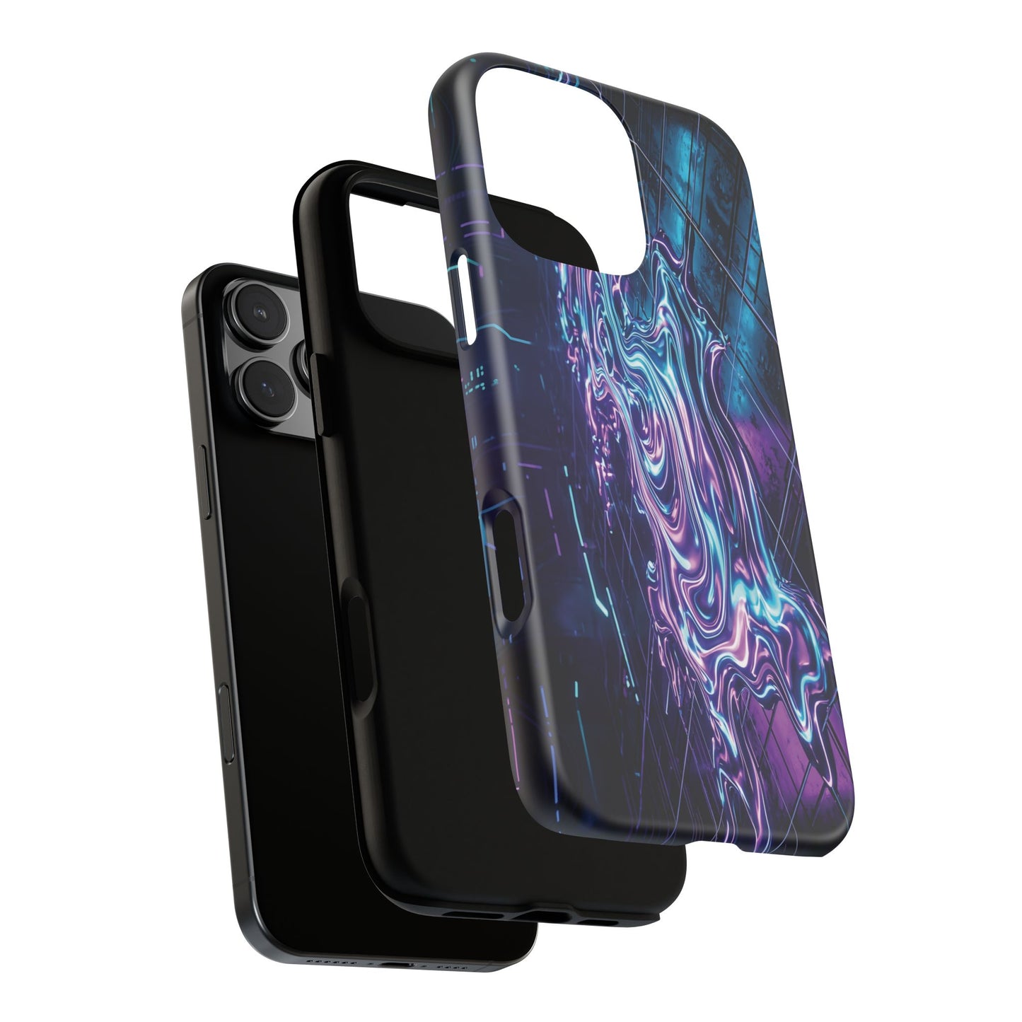 Galaxy Resin Water Tough Case — Neon Purple Blue Abstract Phone Cover