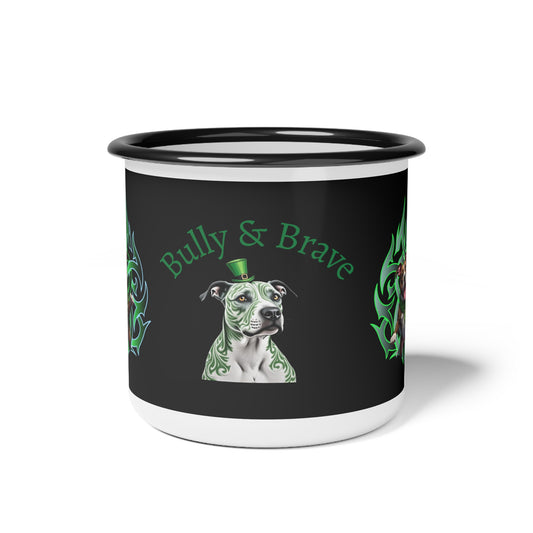 Bully & Brave Pit Bull Enamel Camp Cup — St. Patrick’s Day Camping Mug