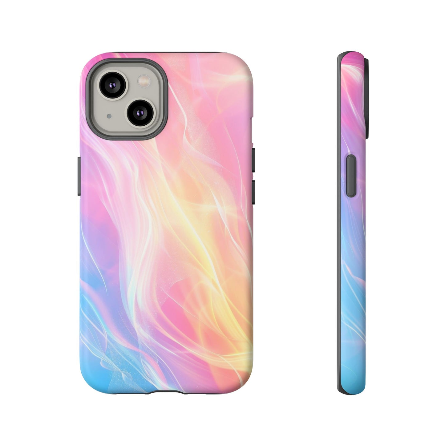Pastel Marble Tough Phone Case — Protective iPhone Cover with Pink Blue Gradient Swirl