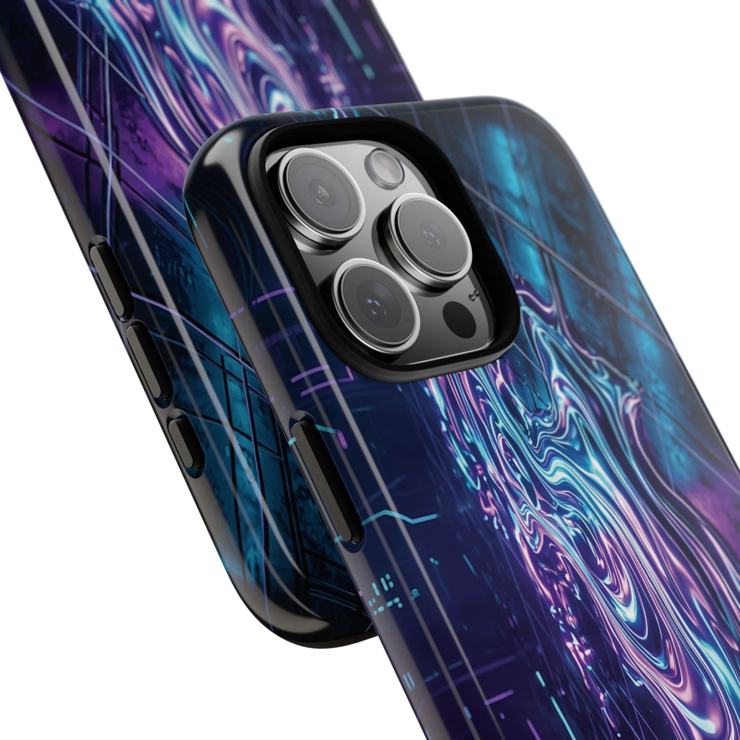 Galaxy Resin Water Tough Case — Neon Purple Blue Abstract Phone Cover