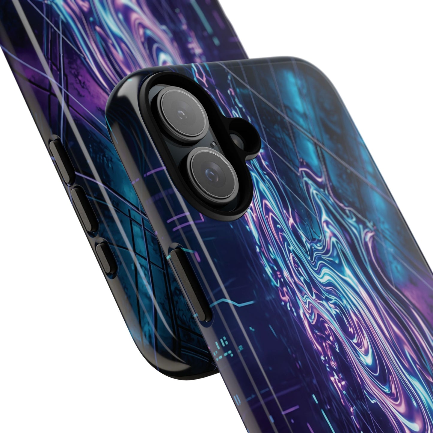 Galaxy Resin Water Tough Case — Neon Purple Blue Abstract Phone Cover