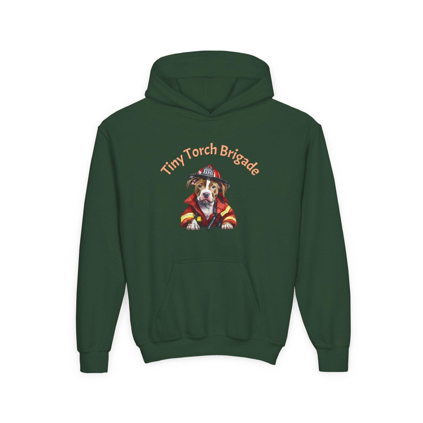 Youth Hoodie - "Tiny Torch Brigade" Firefighter Dog Graphic