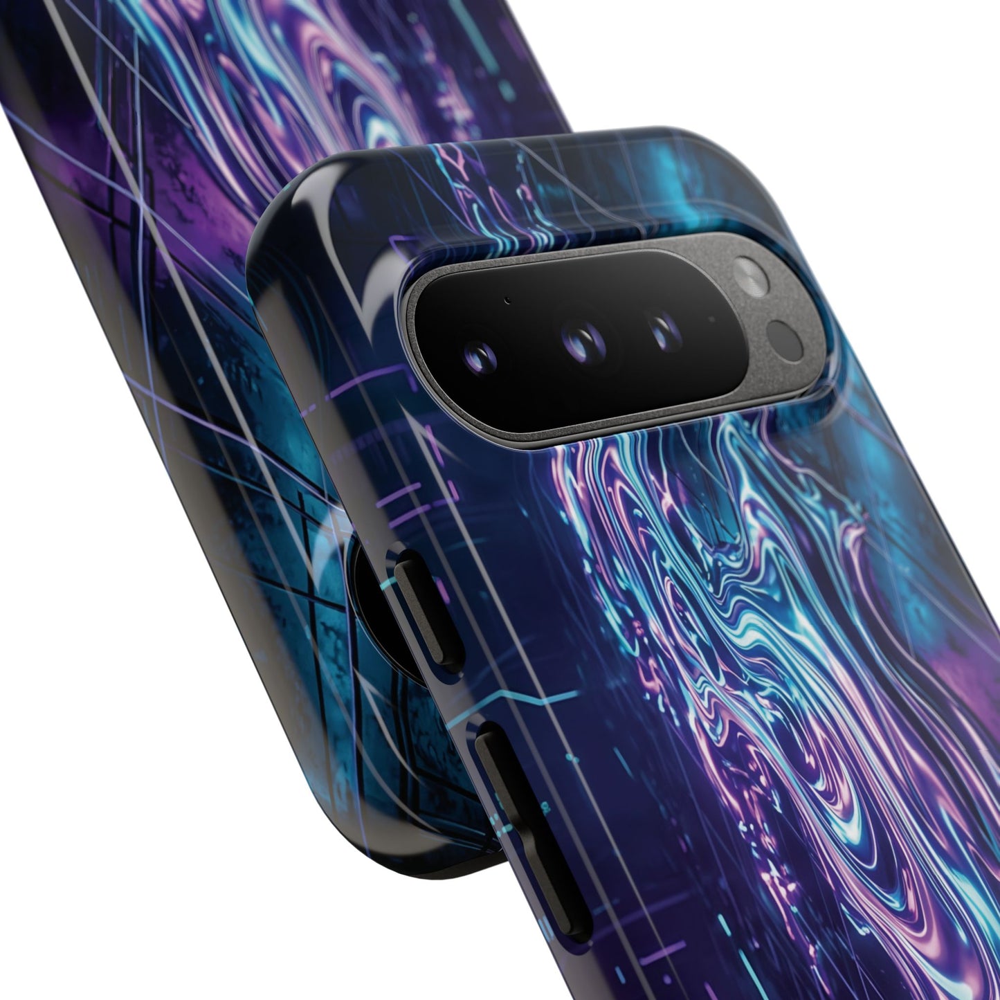 Galaxy Resin Water Tough Case — Neon Purple Blue Abstract Phone Cover