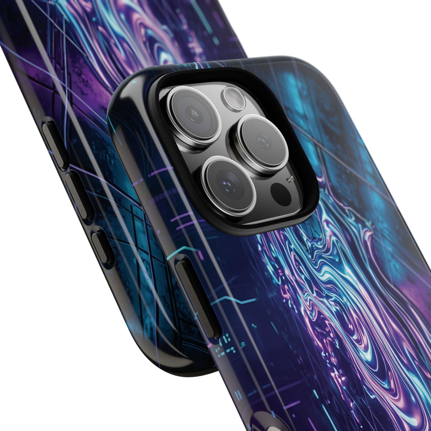 Galaxy Resin Water Tough Case — Neon Purple Blue Abstract Phone Cover