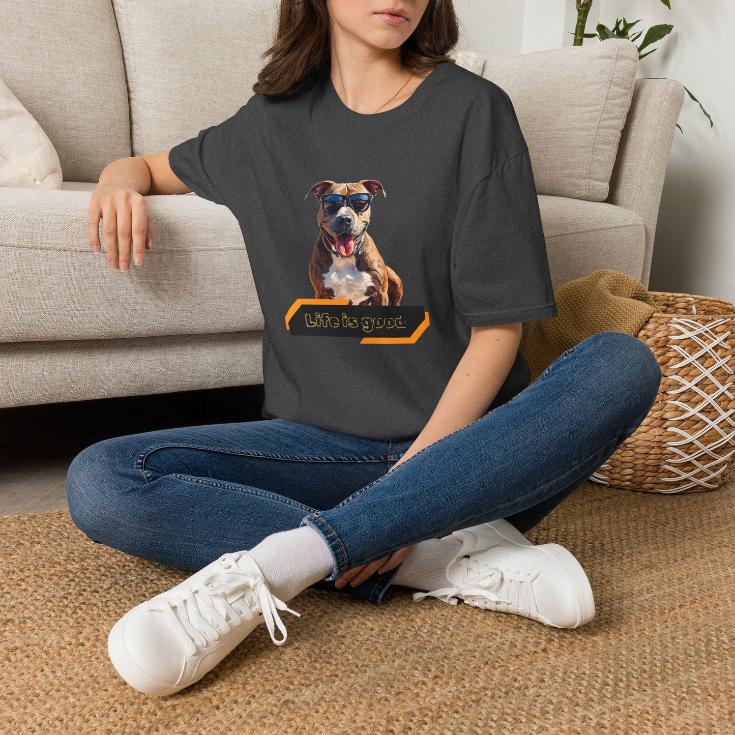Staffordshire Bull Terrier Graphic T-Shirt — "Life is Good" Tee