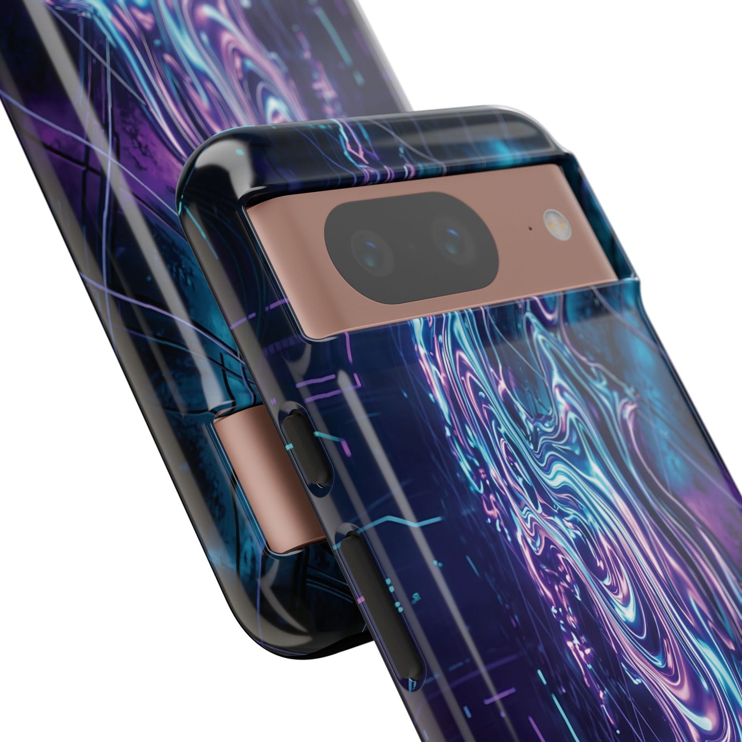 Galaxy Resin Water Tough Case — Neon Purple Blue Abstract Phone Cover
