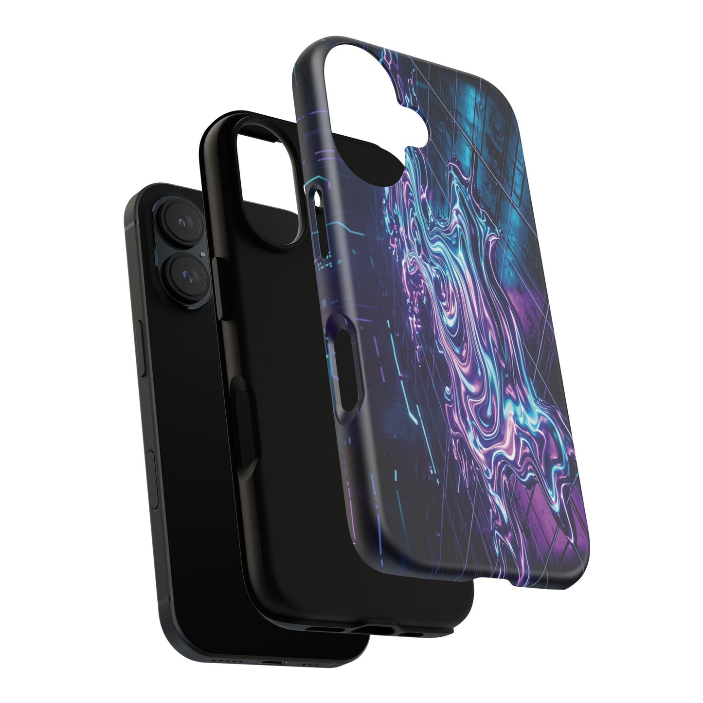 Galaxy Resin Water Tough Case — Neon Purple Blue Abstract Phone Cover