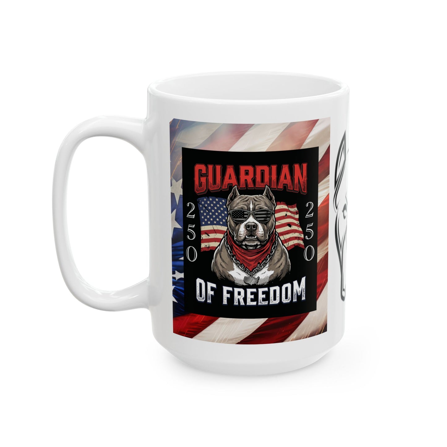 Guardian of Freedom  — Patriotic American Flag Dog Coffee Cup (11oz/15oz)