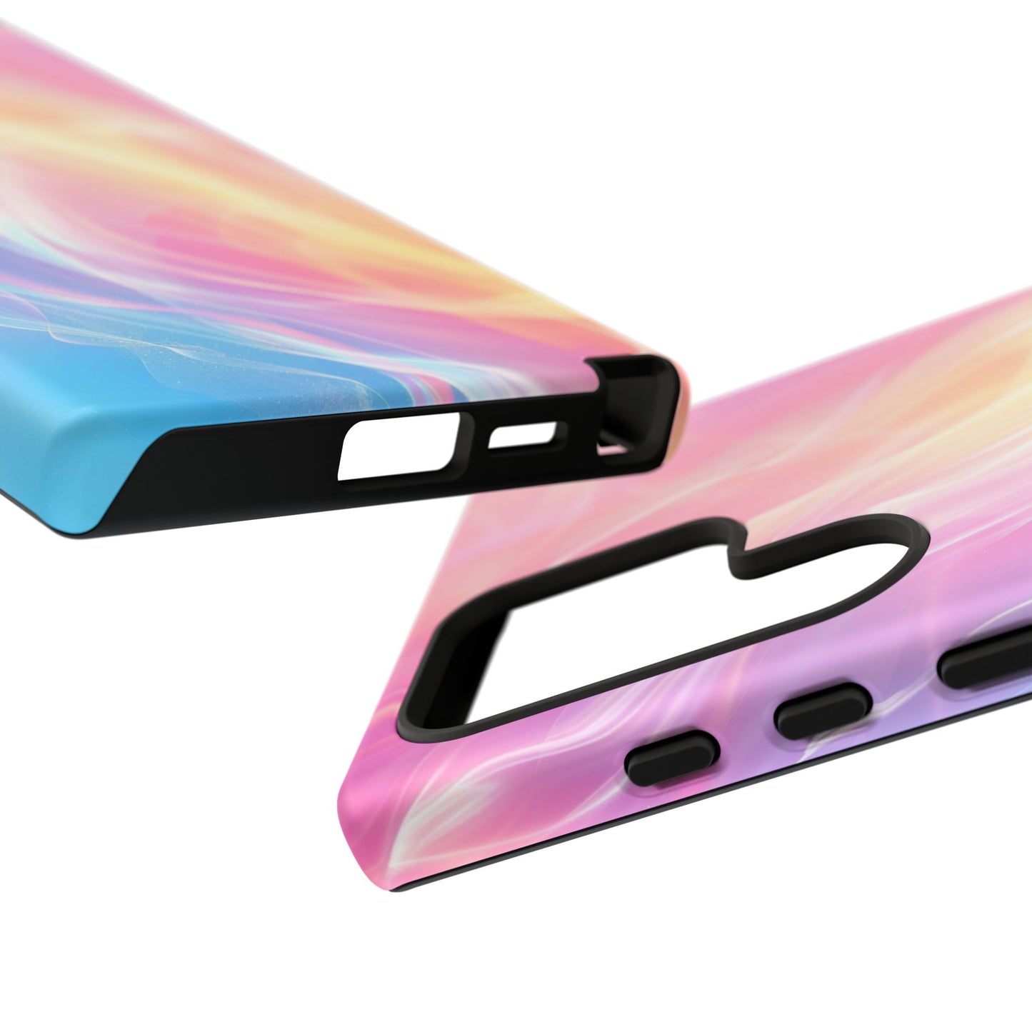 Pastel Marble Tough Phone Case — Protective iPhone Cover with Pink Blue Gradient Swirl