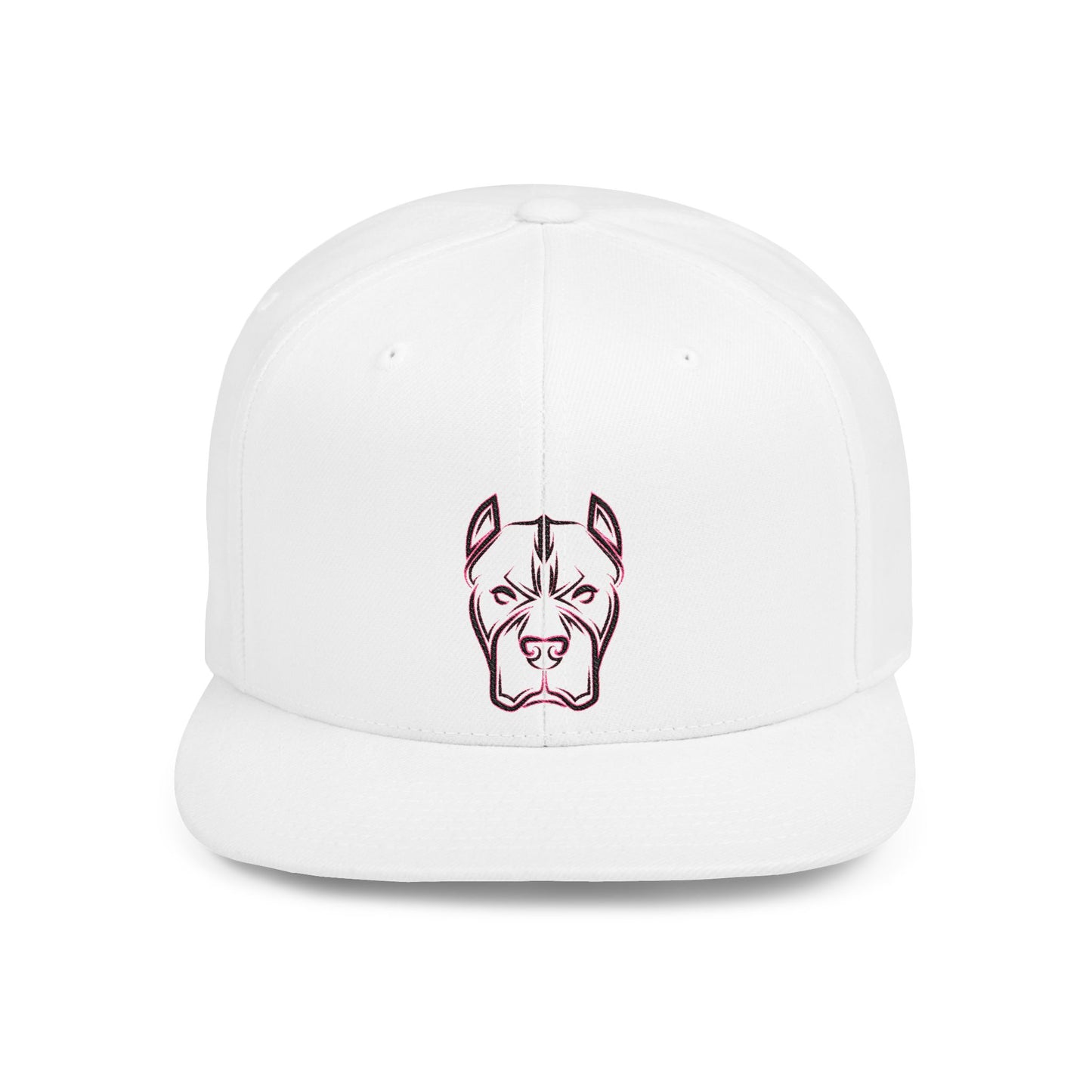Pitbull Embroidered Flat Bill Snapback Hat — Minimal Dog Face Cap for Pet Lovers