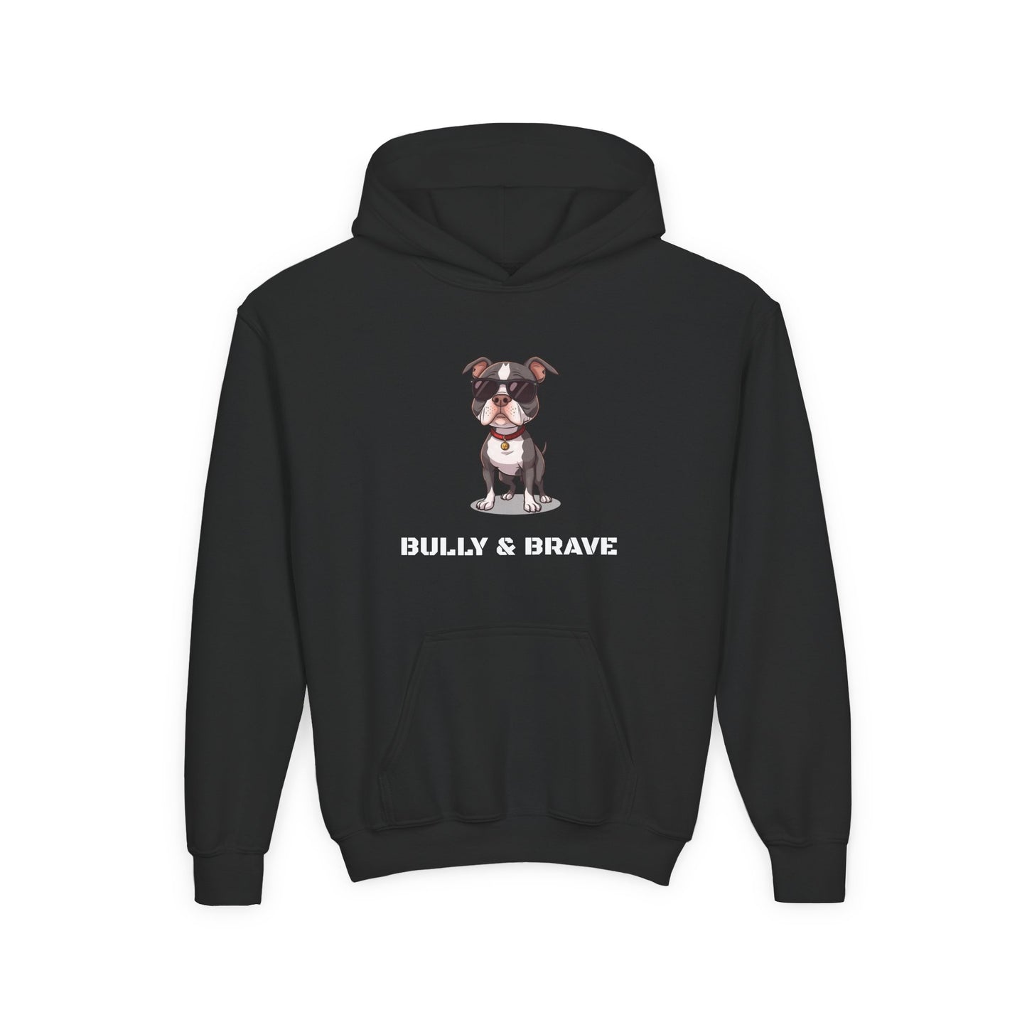 Youth Hoodie — "Bully & Brave" Pitbull Puppy Graphic