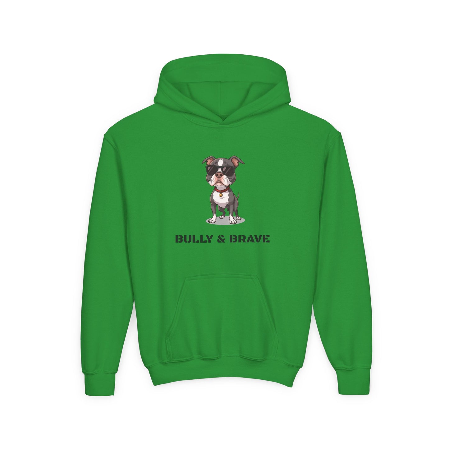 Youth Hoodie — "Bully & Brave" Pitbull Puppy Graphic