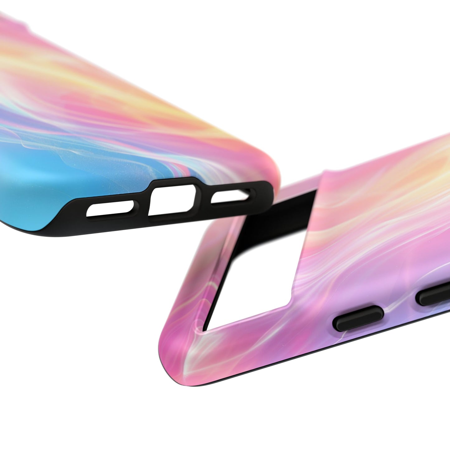 Pastel Marble Tough Phone Case — Protective iPhone Cover with Pink Blue Gradient Swirl