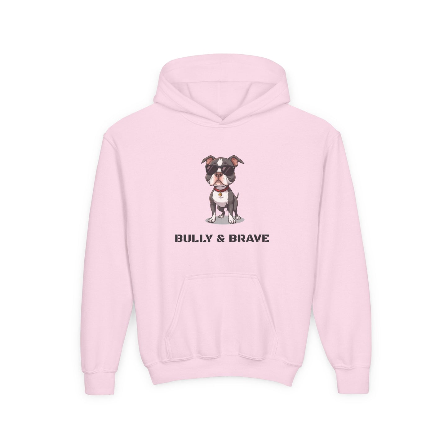 Youth Hoodie — "Bully & Brave" Pitbull Puppy Graphic