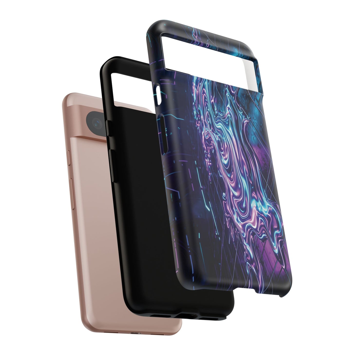 Galaxy Resin Water Tough Case — Neon Purple Blue Abstract Phone Cover
