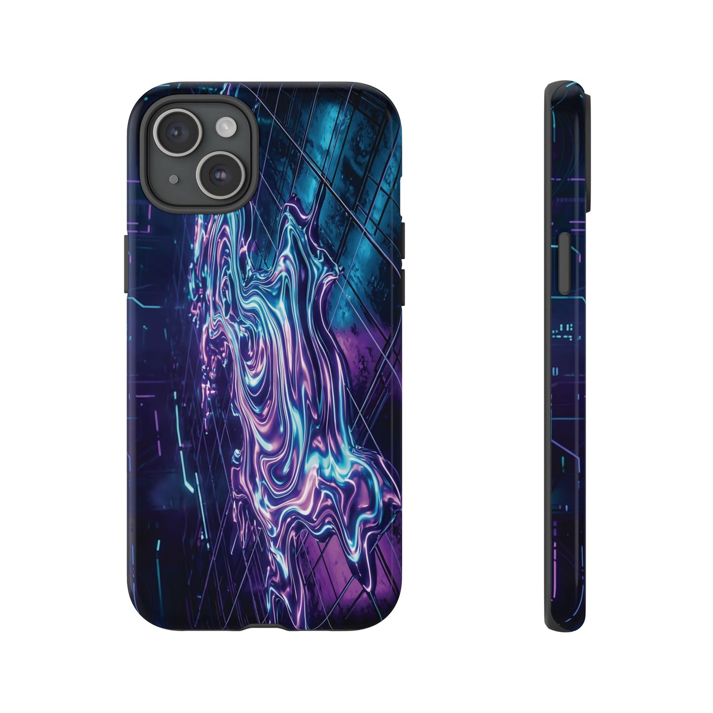 Galaxy Resin Water Tough Case — Neon Purple Blue Abstract Phone Cover
