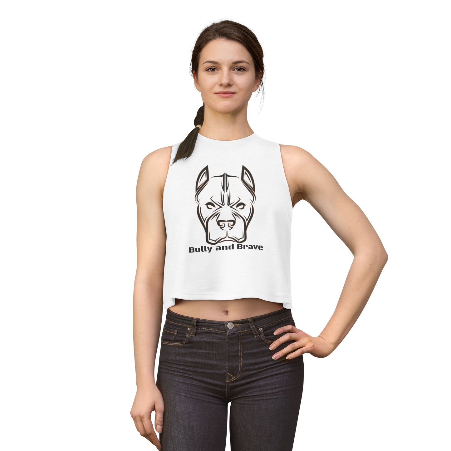 Bully and Brave Women's Crop Tank — Pit Bull Face Graphic Crop Top