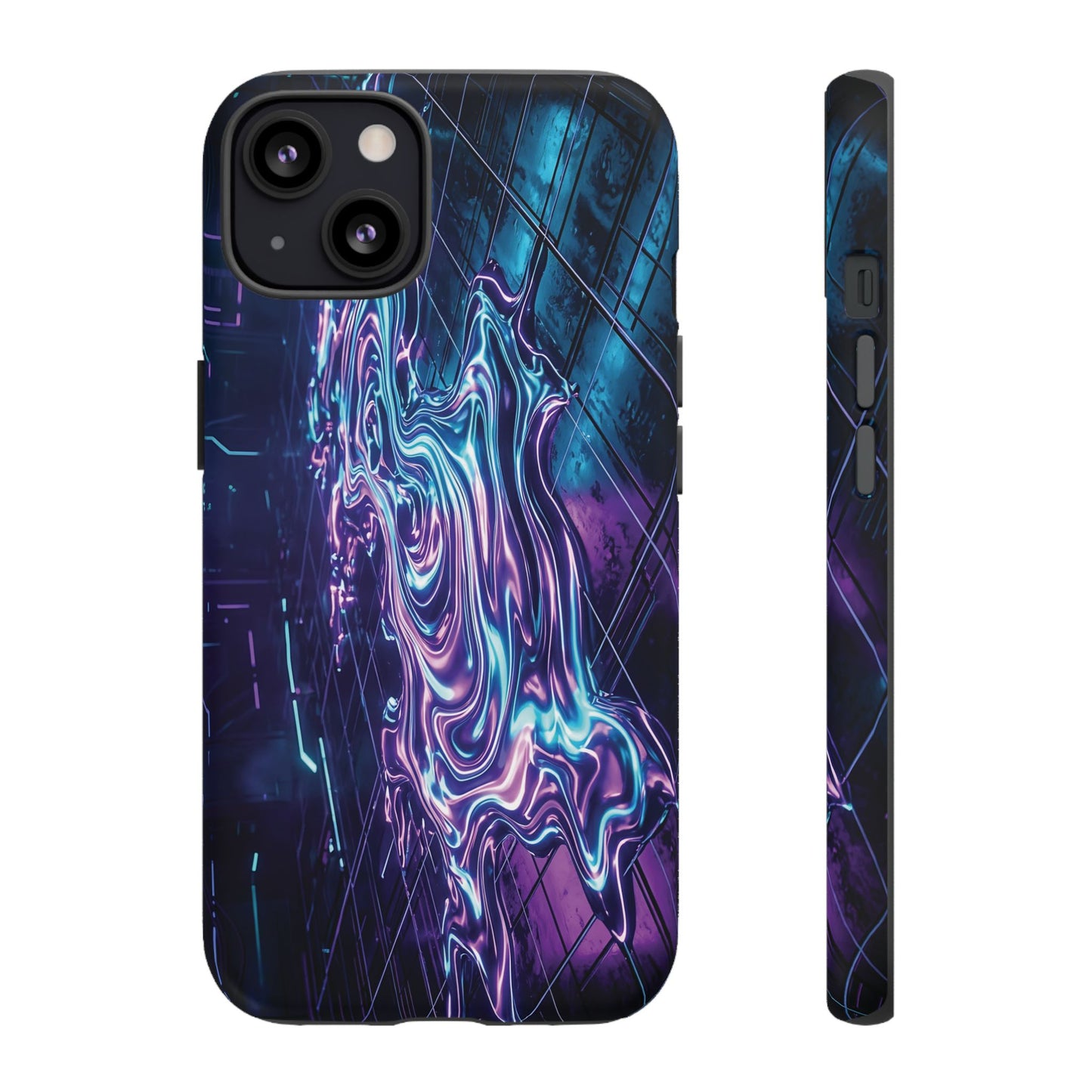 Galaxy Resin Water Tough Case — Neon Purple Blue Abstract Phone Cover
