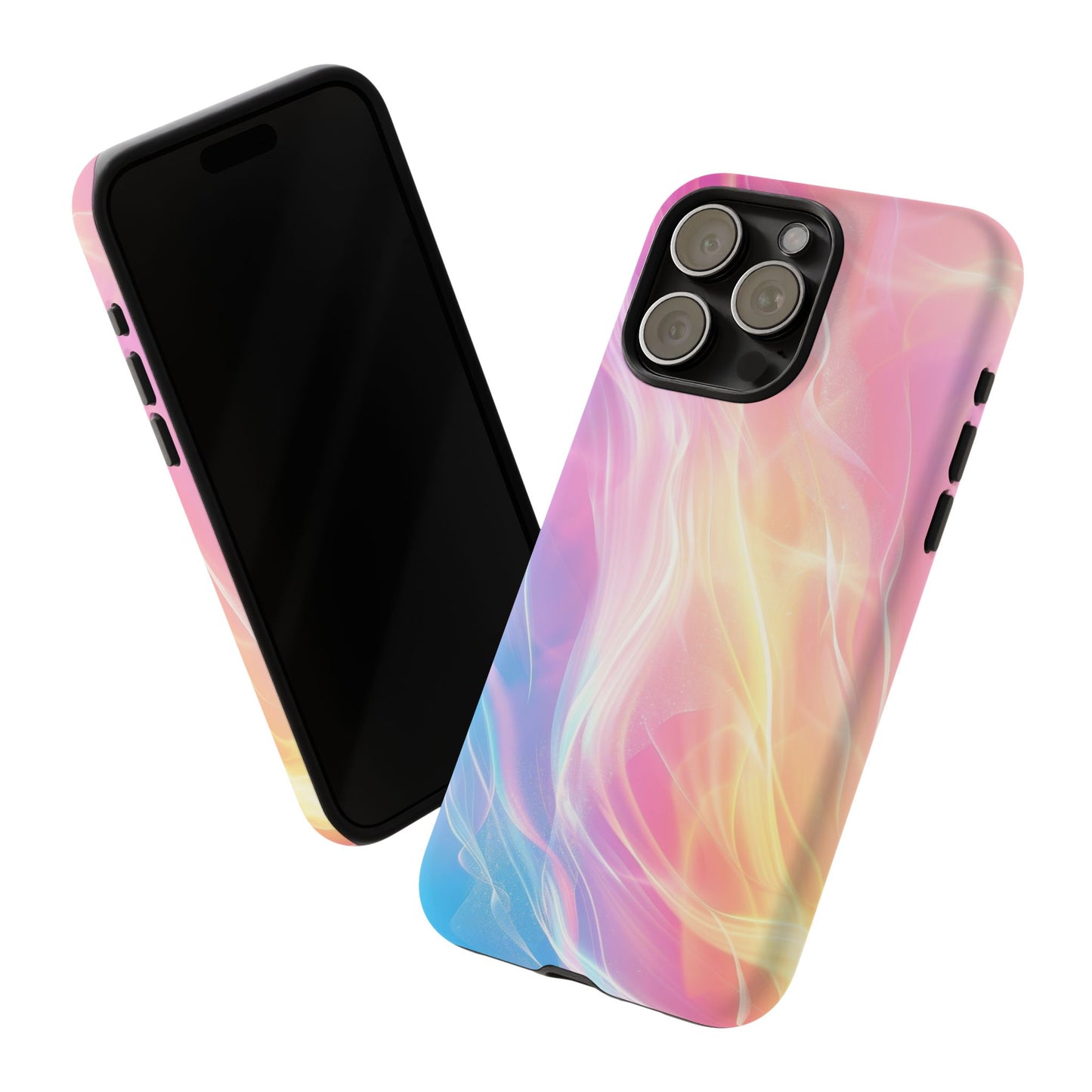 Pastel Marble Tough Phone Case — Protective iPhone Cover with Pink Blue Gradient Swirl
