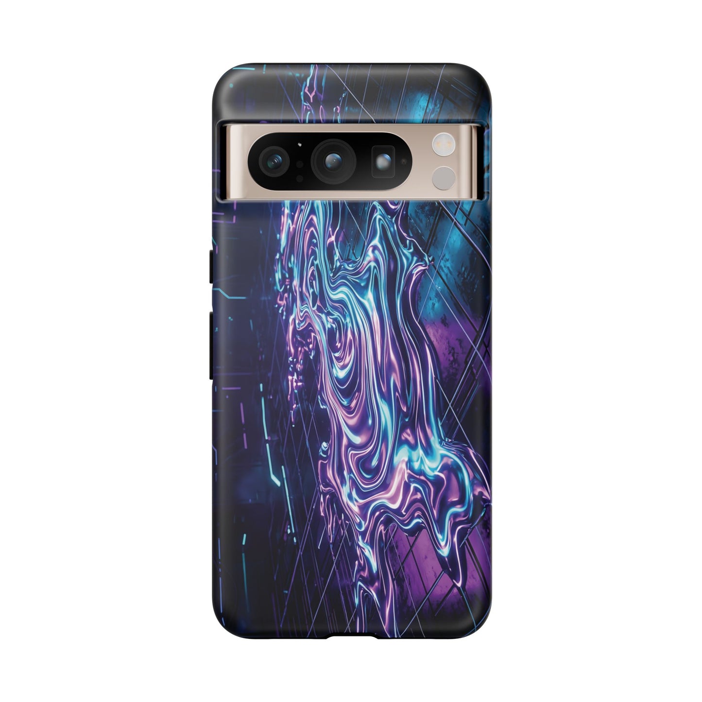 Galaxy Resin Water Tough Case — Neon Purple Blue Abstract Phone Cover