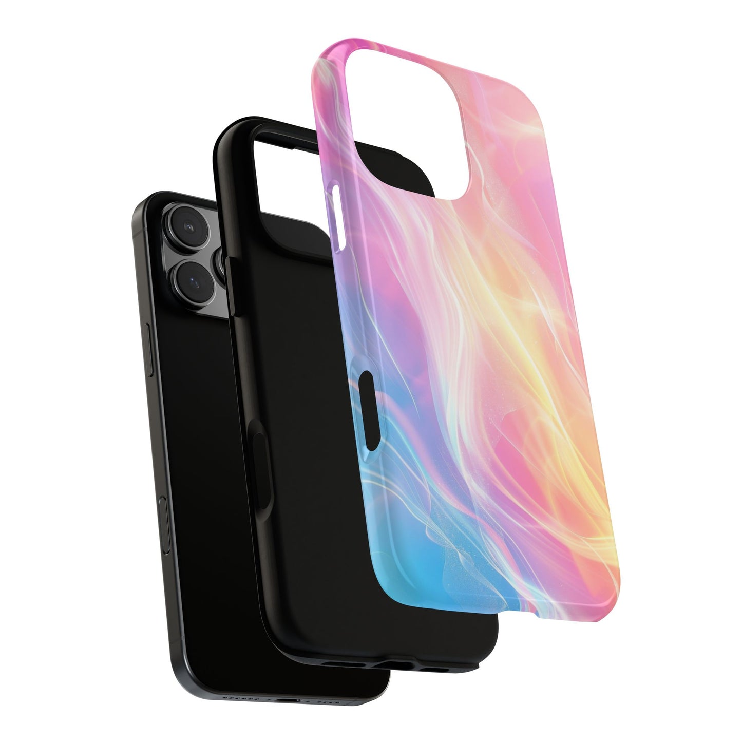 Pastel Marble Tough Phone Case — Protective iPhone Cover with Pink Blue Gradient Swirl