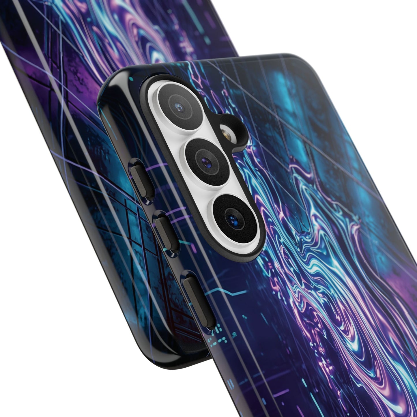 Galaxy Resin Water Tough Case — Neon Purple Blue Abstract Phone Cover
